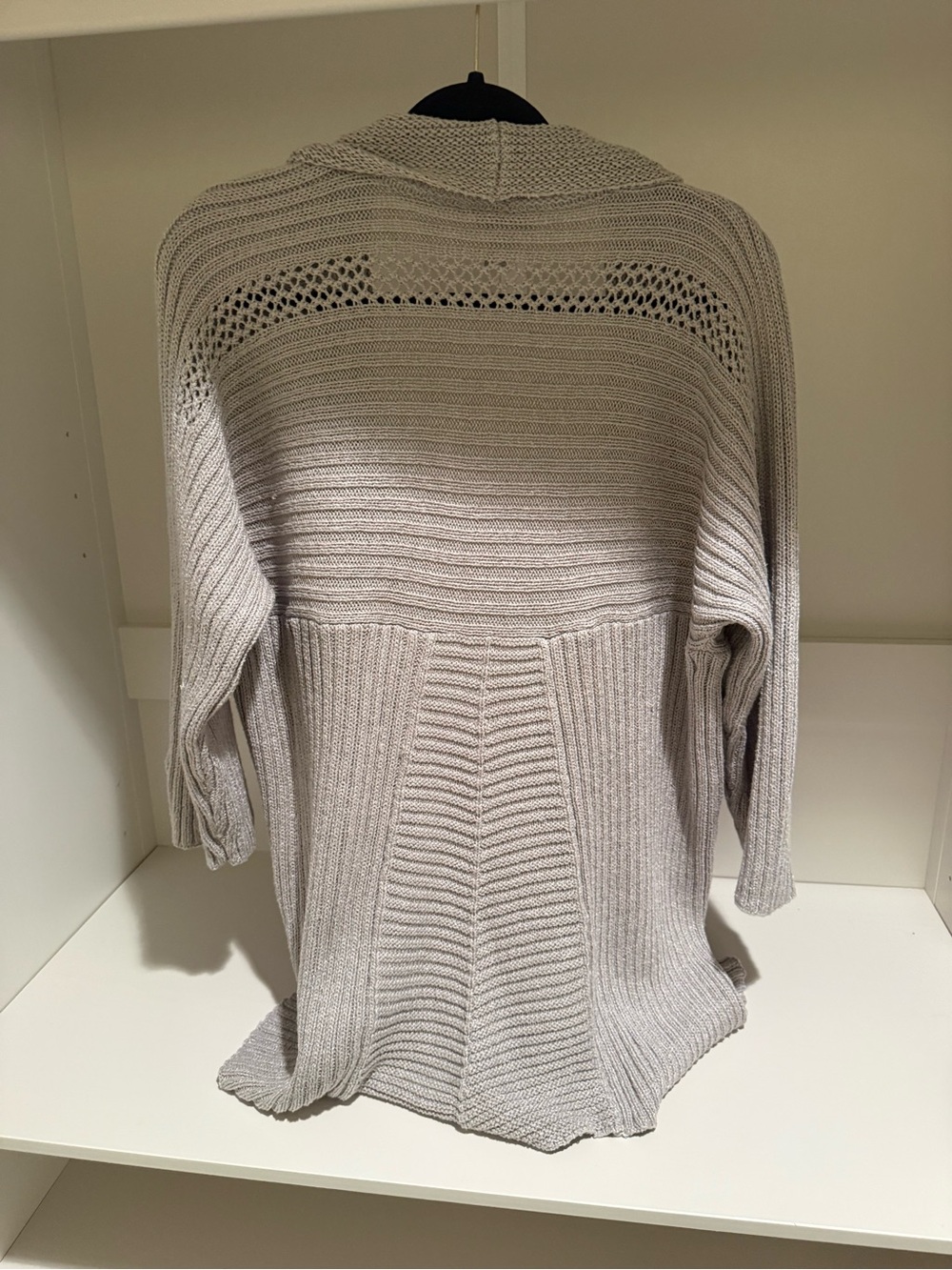 Chico's Light Gray Open-Front Ribbed Cardigan - Picture 2 of 3